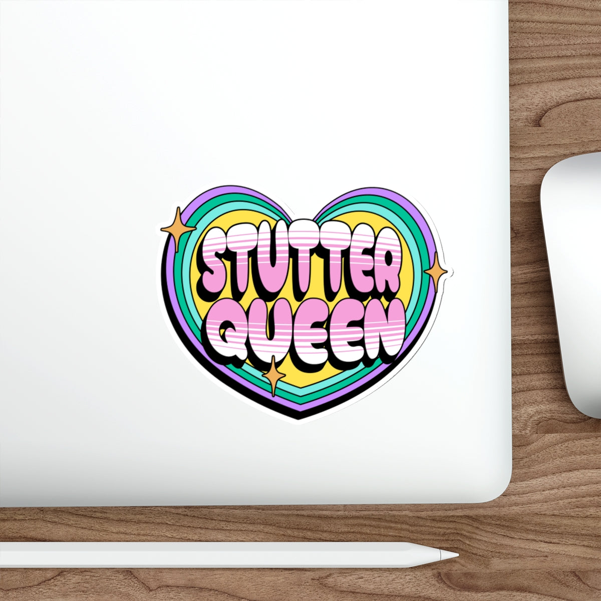 Cute Heart Stutter Queen Sticker for Woman Who Stutters