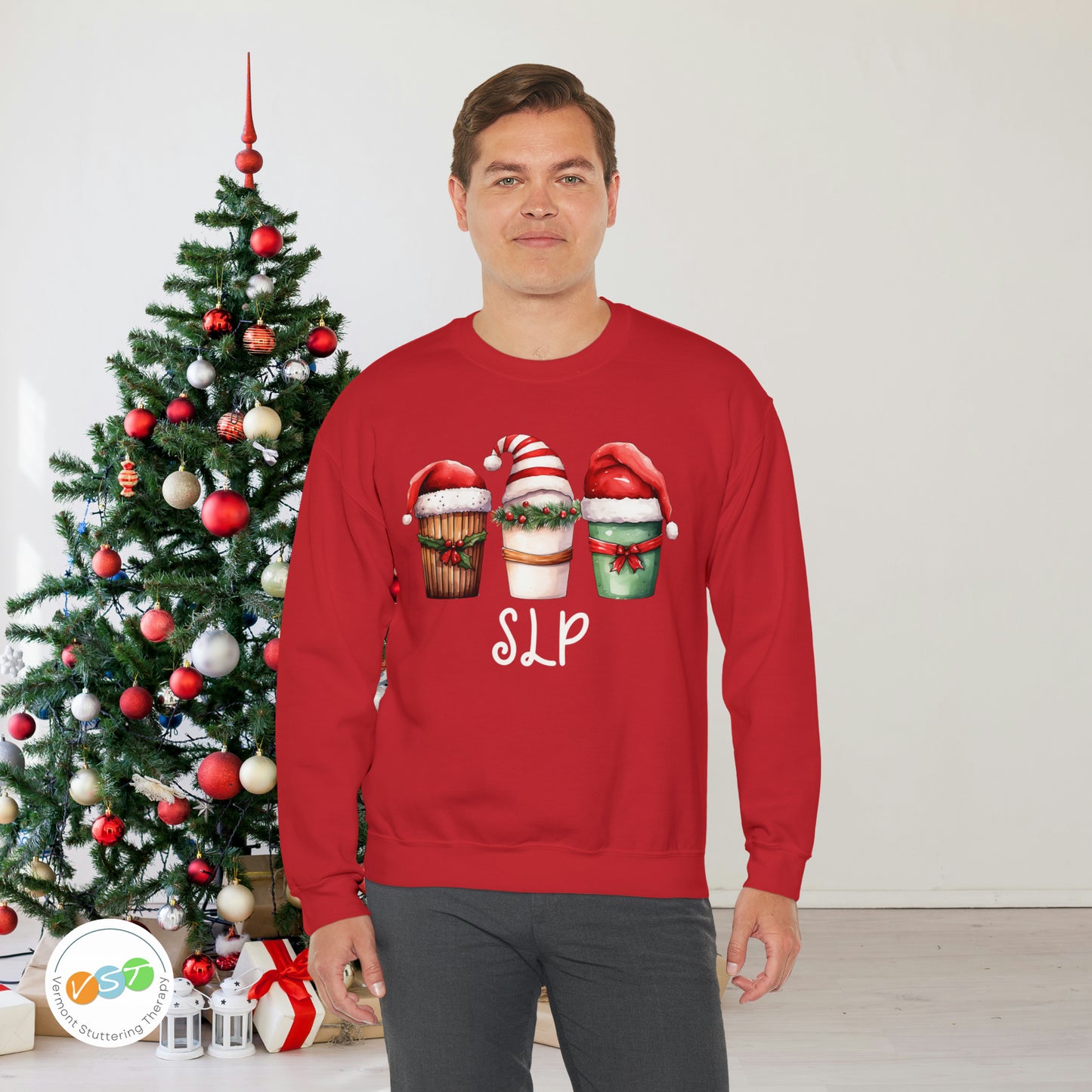 Cute SLP Christmas Coffee Santa Hat Sweatshirt