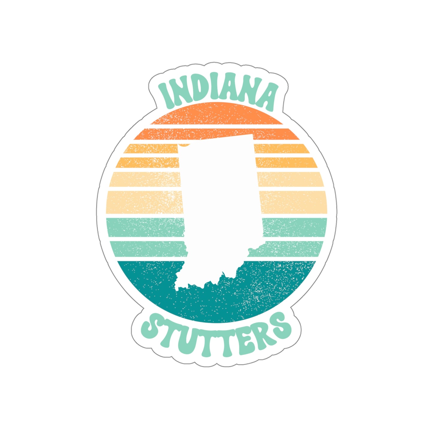 Indiana Stutters Retro Sun Sticker, 3", 4", 5" or 6"