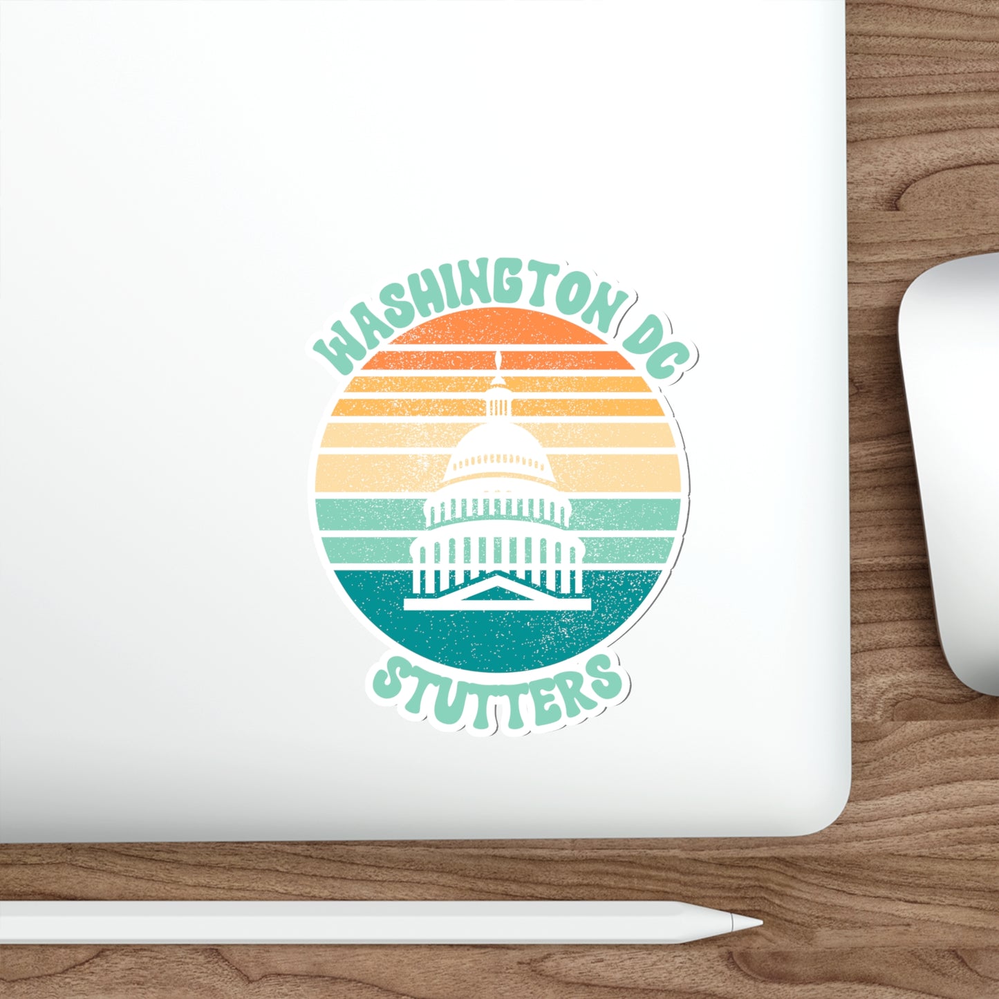 Washington D.C. Stutters Retro Sun Sticker, 3", 4", 5" or 6"
