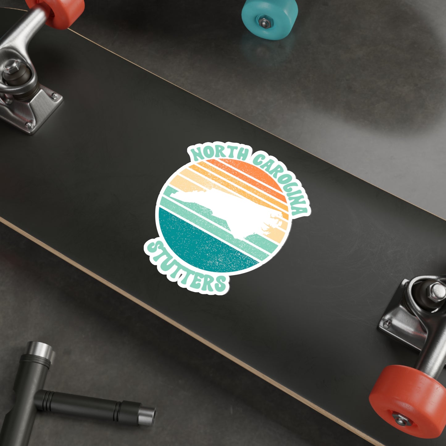 North Carolina Stutters Retro Sun Sticker, 3", 4", 5" or 6"