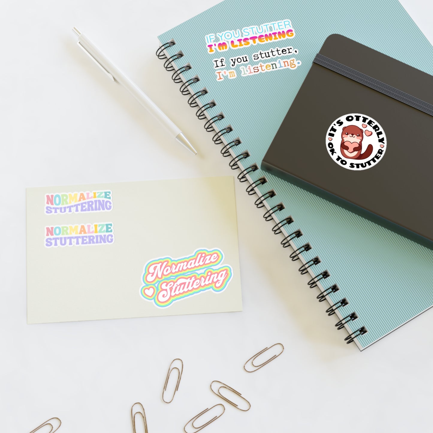 Six Normalize Stuttering Stickers on an 8.5 x 11" or 4 x 6" Sheet