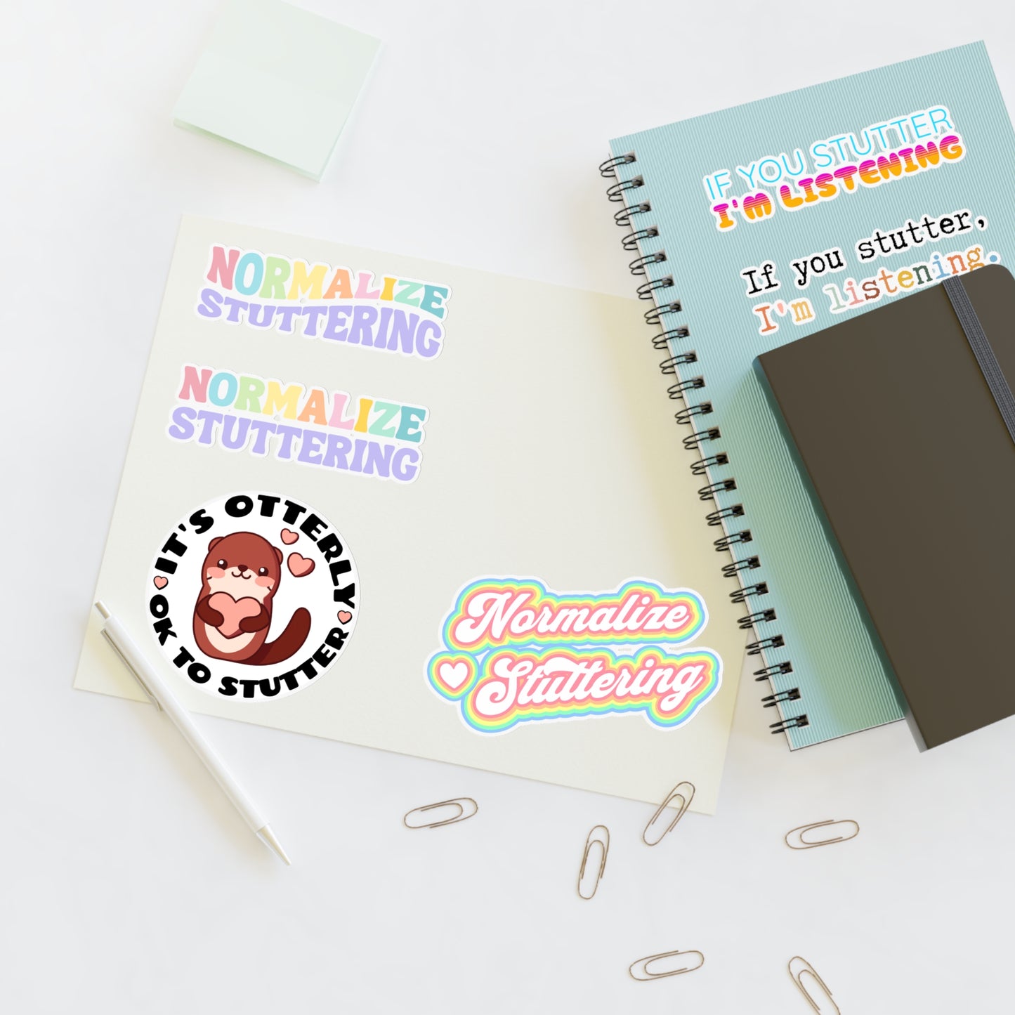 Six Normalize Stuttering Stickers on an 8.5 x 11" or 4 x 6" Sheet