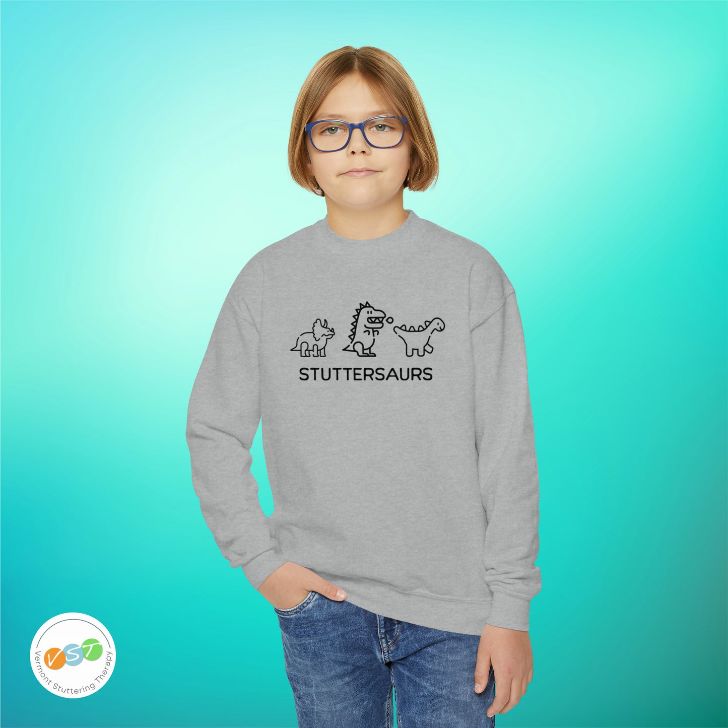 Stuttersaurs Dinosaur Stuttering Sweatshirt - Youth