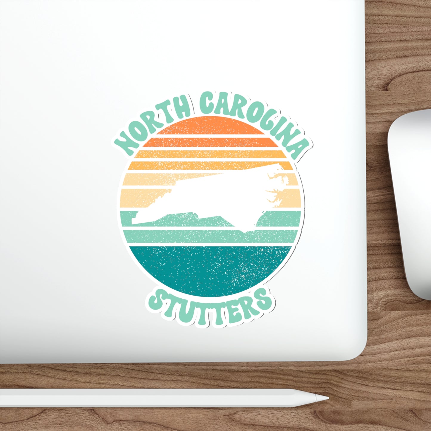 North Carolina Stutters Retro Sun Sticker, 3", 4", 5" or 6"