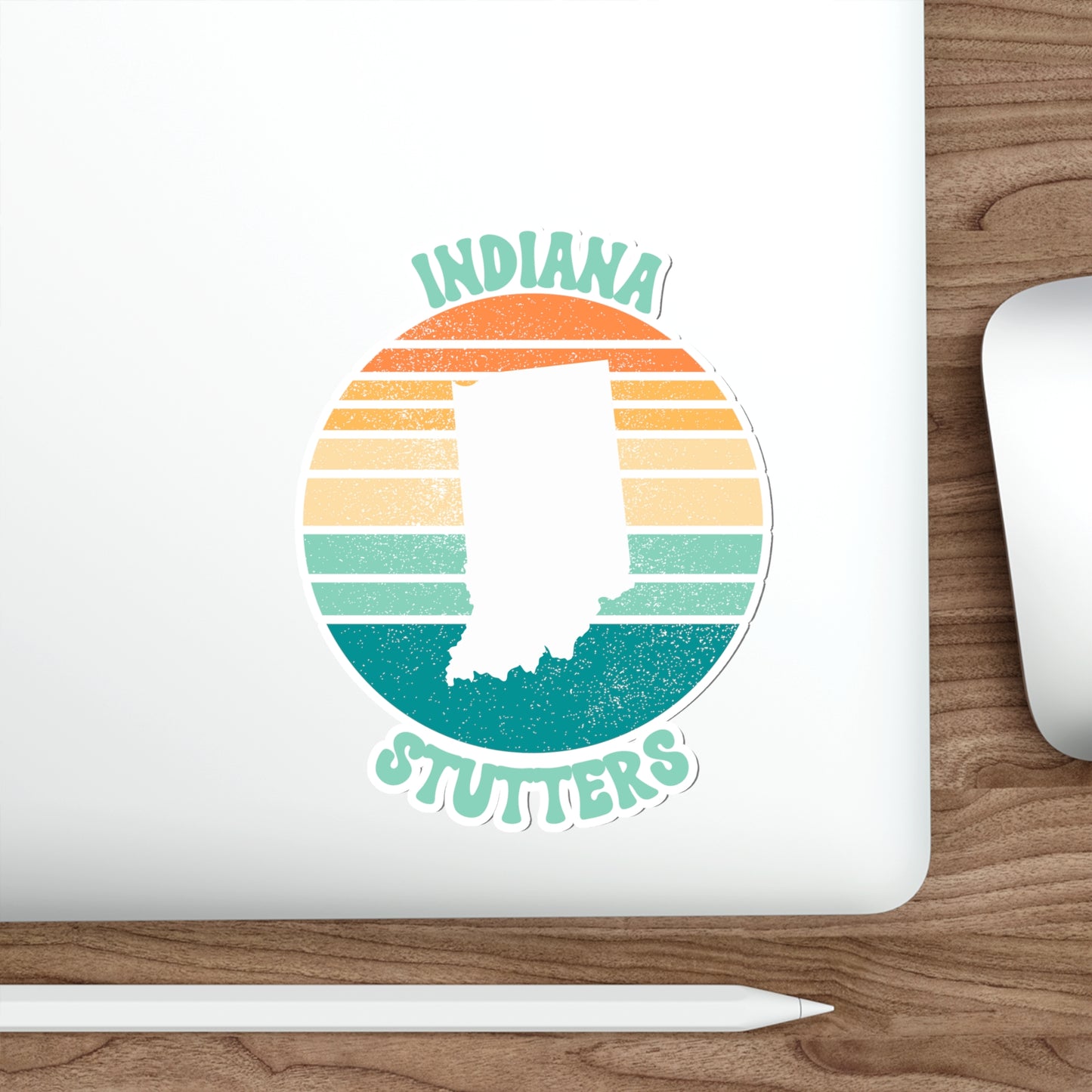 Indiana Stutters Retro Sun Sticker, 3", 4", 5" or 6"