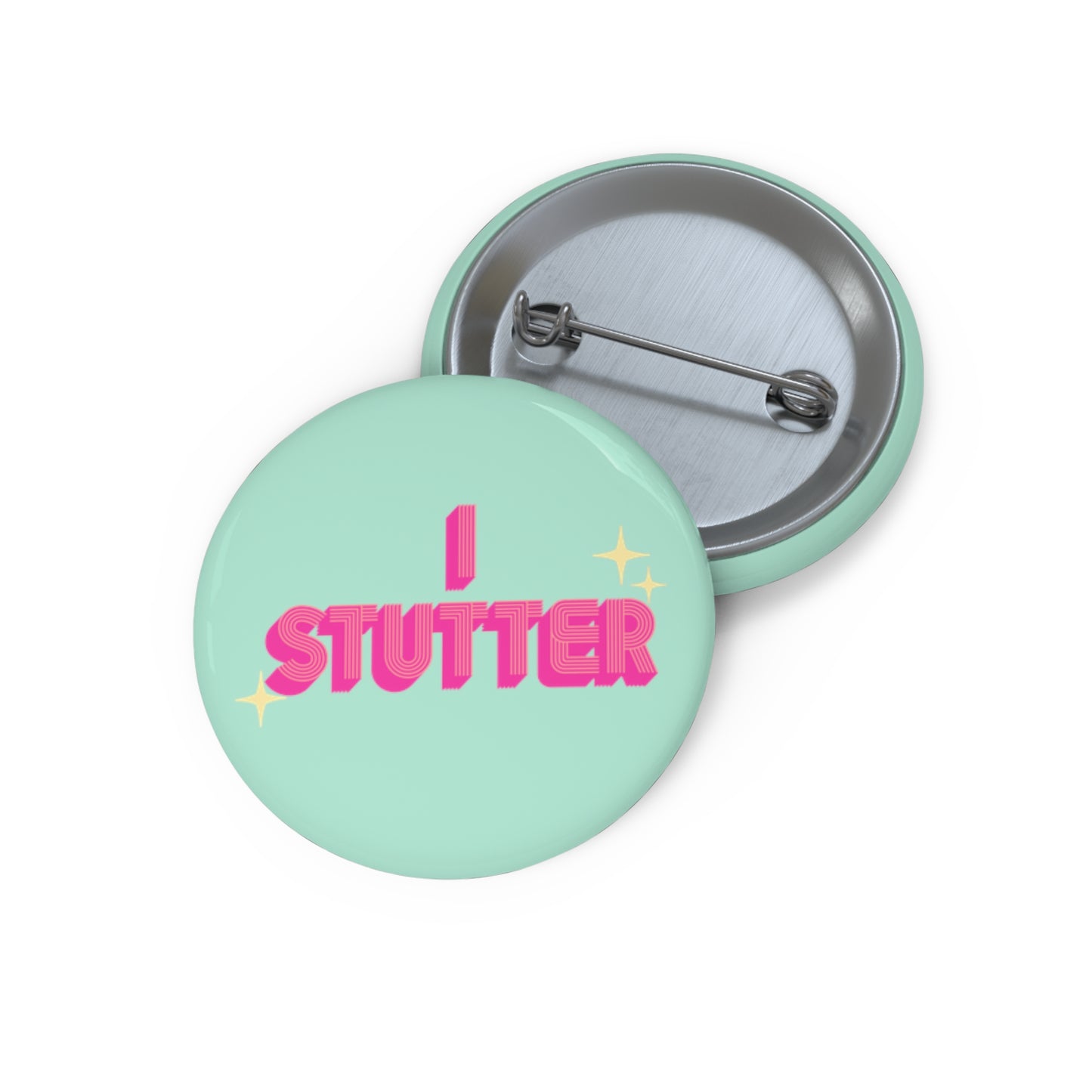 I Stutter Retro Mint Pink Pin Button, 1.25" 2.25" or 3"