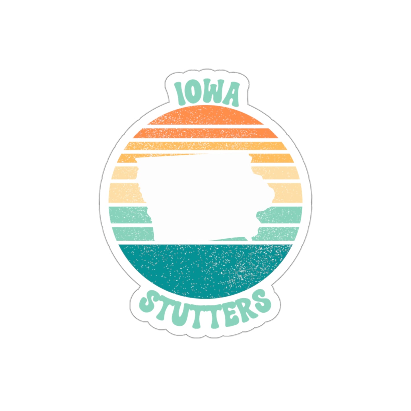 Iowa Stutters Retro Sun Sticker, 3", 4", 5" or 6"