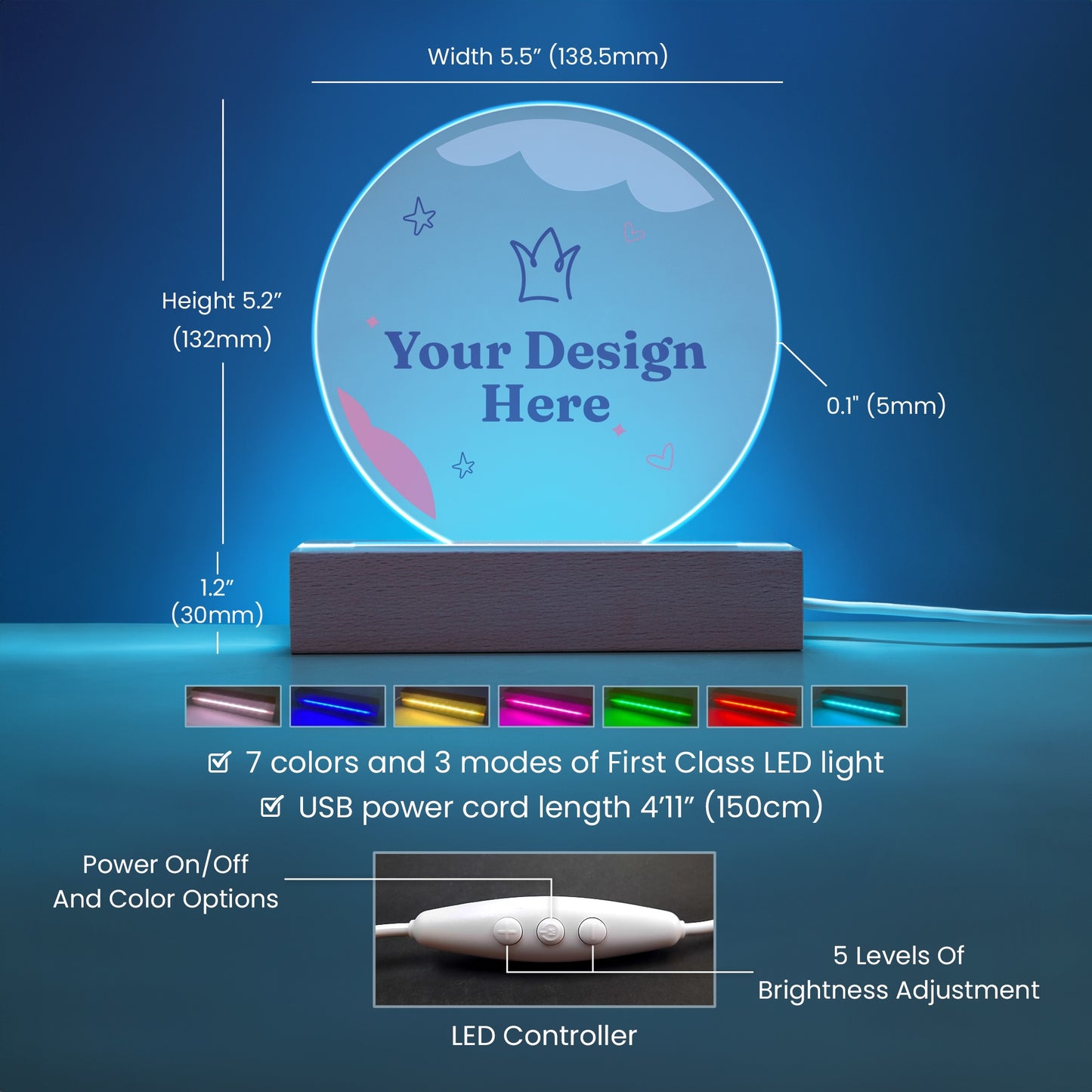 Custom Name Acrylic Plaque LED Desk Light for Health Professional