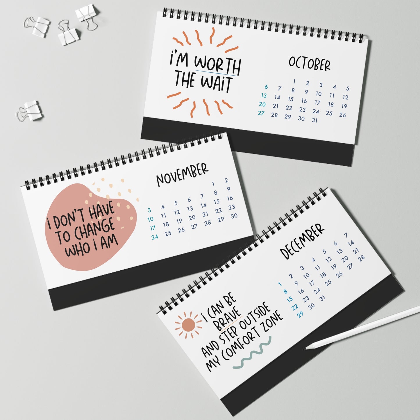 Stuttering Affirmation Motivational Quotes Monthly Desk Calendar 2024