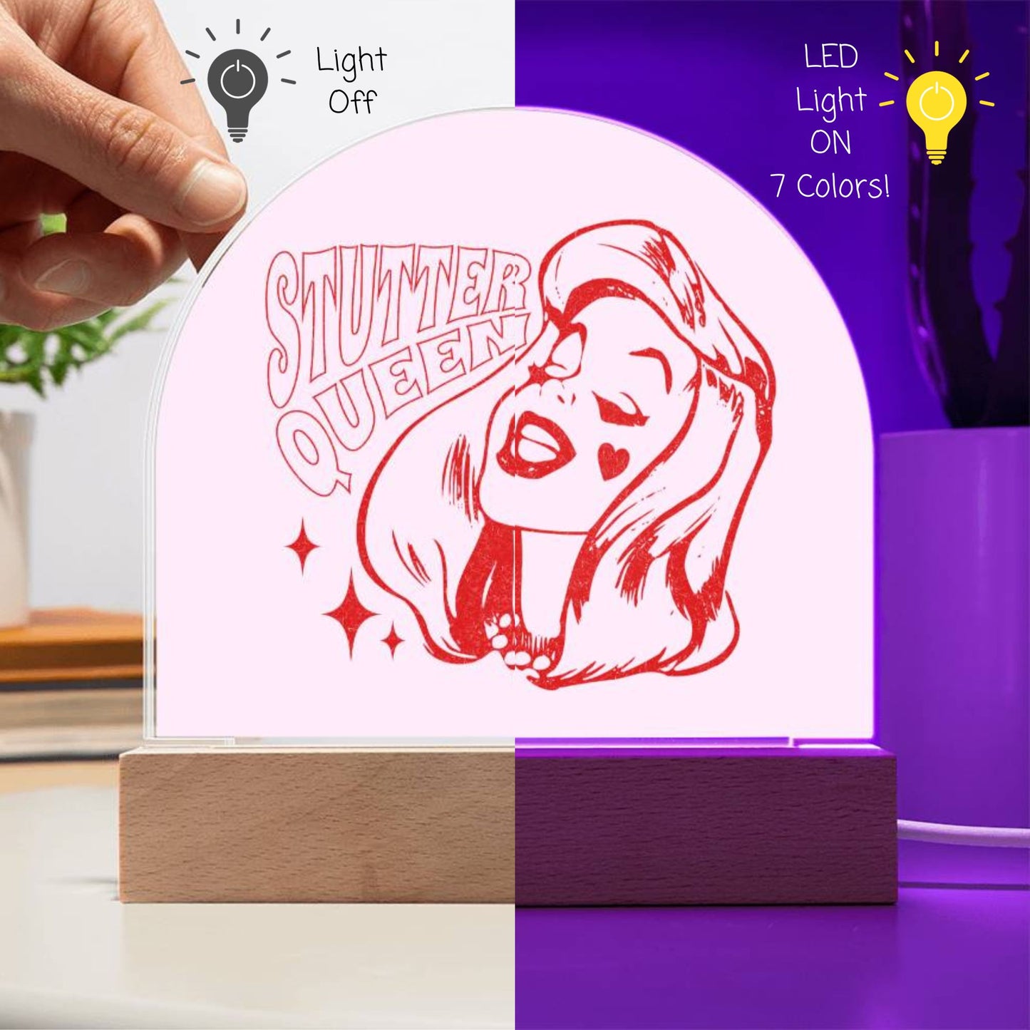 Stutter Queen Acrylic Desk Plaque for Woman who Stutters
