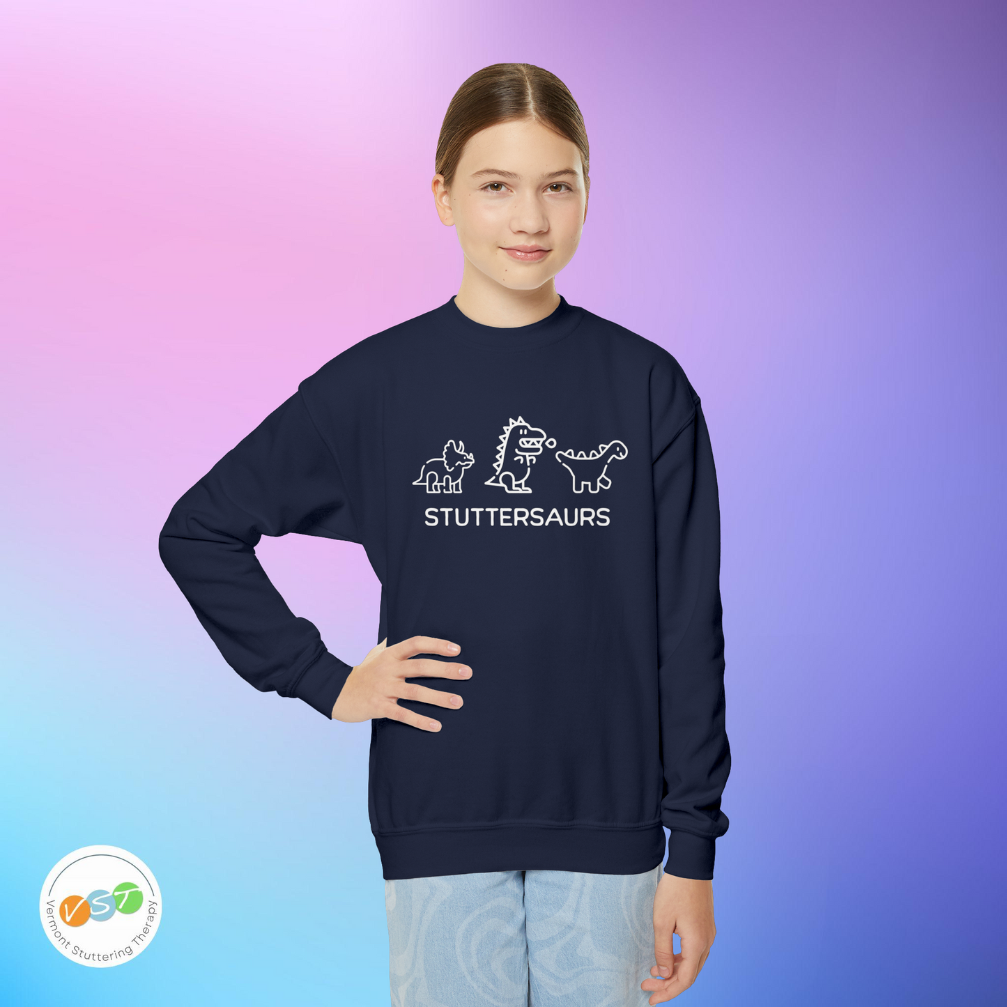 Stuttersaurs Dinosaur Stuttering Sweatshirt - Youth