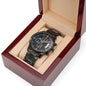 Father's Day Groomsmen Gift for Him - Customizable Black Engraved Watch