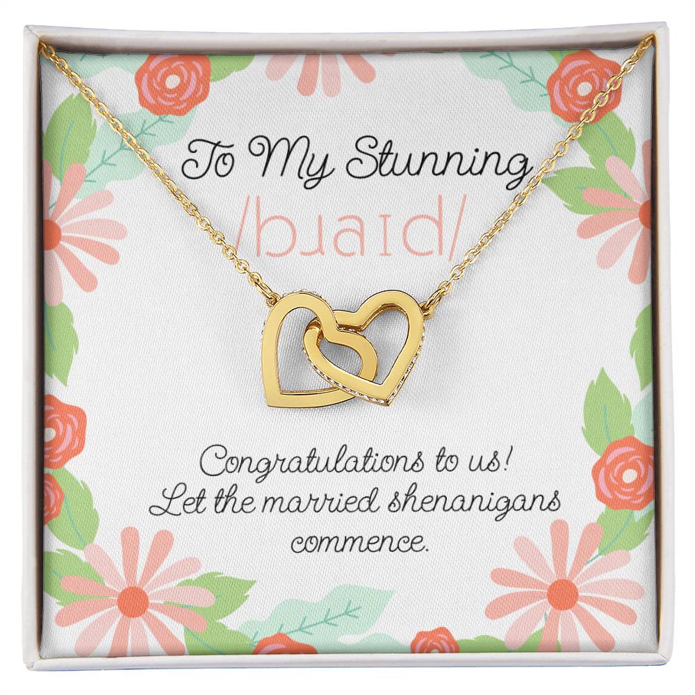 Wedding Day Romantic IPA Bride Gift from Groom Interlocking Hearts Necklace