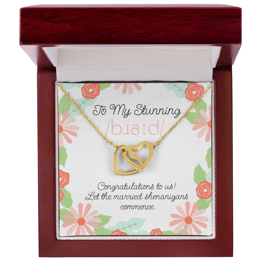 Wedding Day Romantic IPA Bride Gift from Groom Interlocking Hearts Necklace