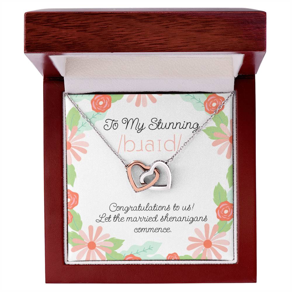 Wedding Day Romantic IPA Bride Gift from Groom Interlocking Hearts Necklace