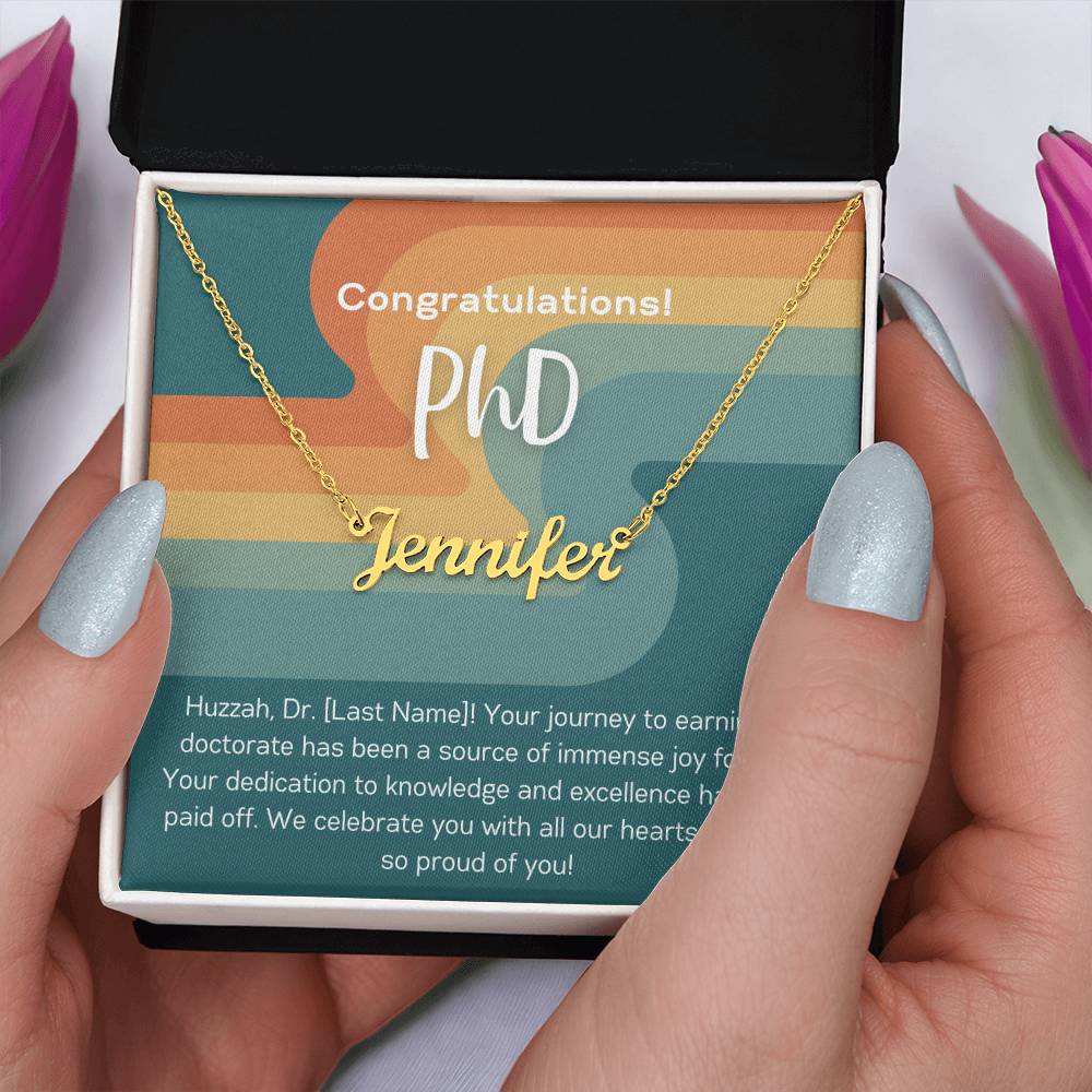 PhD Graduation Gift Custom Name Necklace Doctorate Grad Gift from Parents of PhD Student