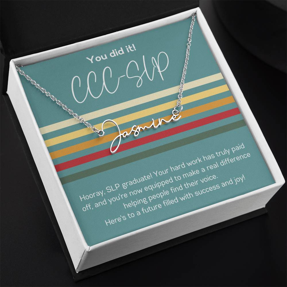 Custom Name Necklace Graduation Gift for SLP Speech-Language Pathology Graduate Student