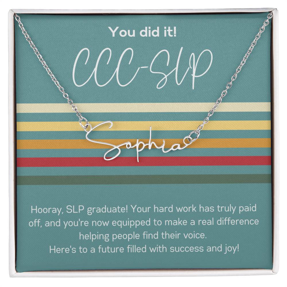 Custom Name Necklace Graduation Gift for SLP Speech-Language Pathology Graduate Student
