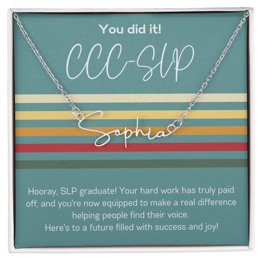 Custom Name Necklace Graduation Gift for SLP Speech-Language Pathology Graduate Student