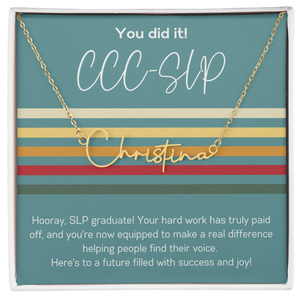 Custom Name Necklace Graduation Gift for SLP Speech-Language Pathology Graduate Student