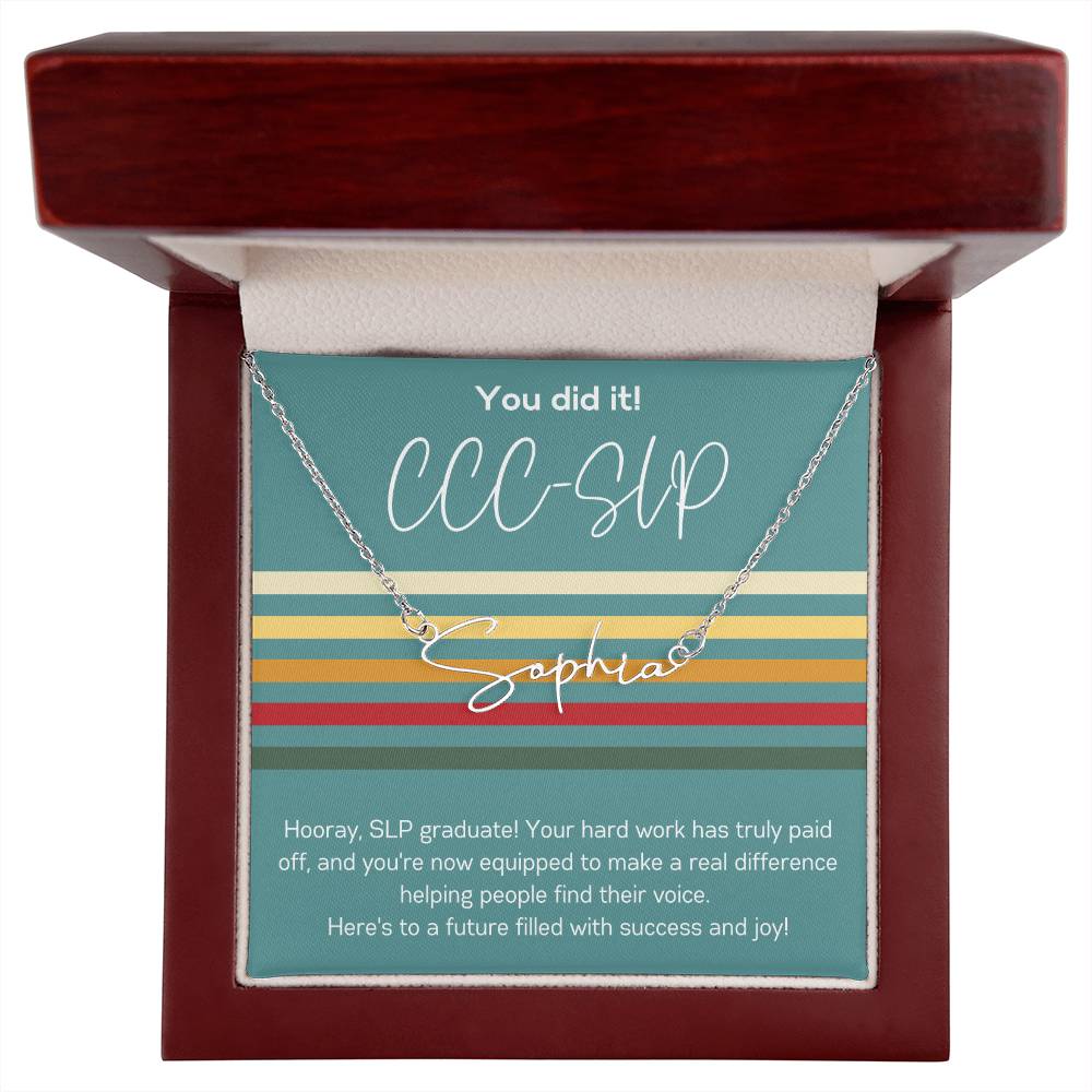 Custom Name Necklace Graduation Gift for SLP Speech-Language Pathology Graduate Student