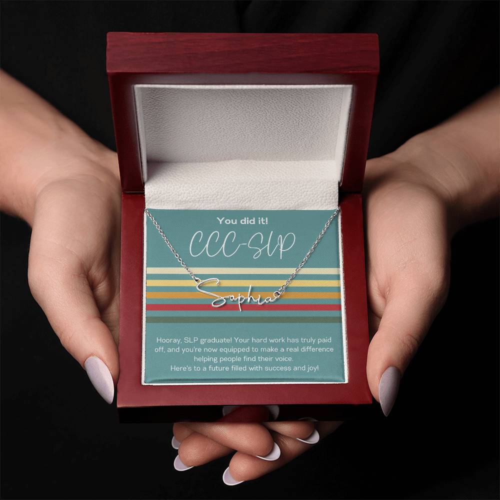 Custom Name Necklace Graduation Gift for SLP Speech-Language Pathology Graduate Student