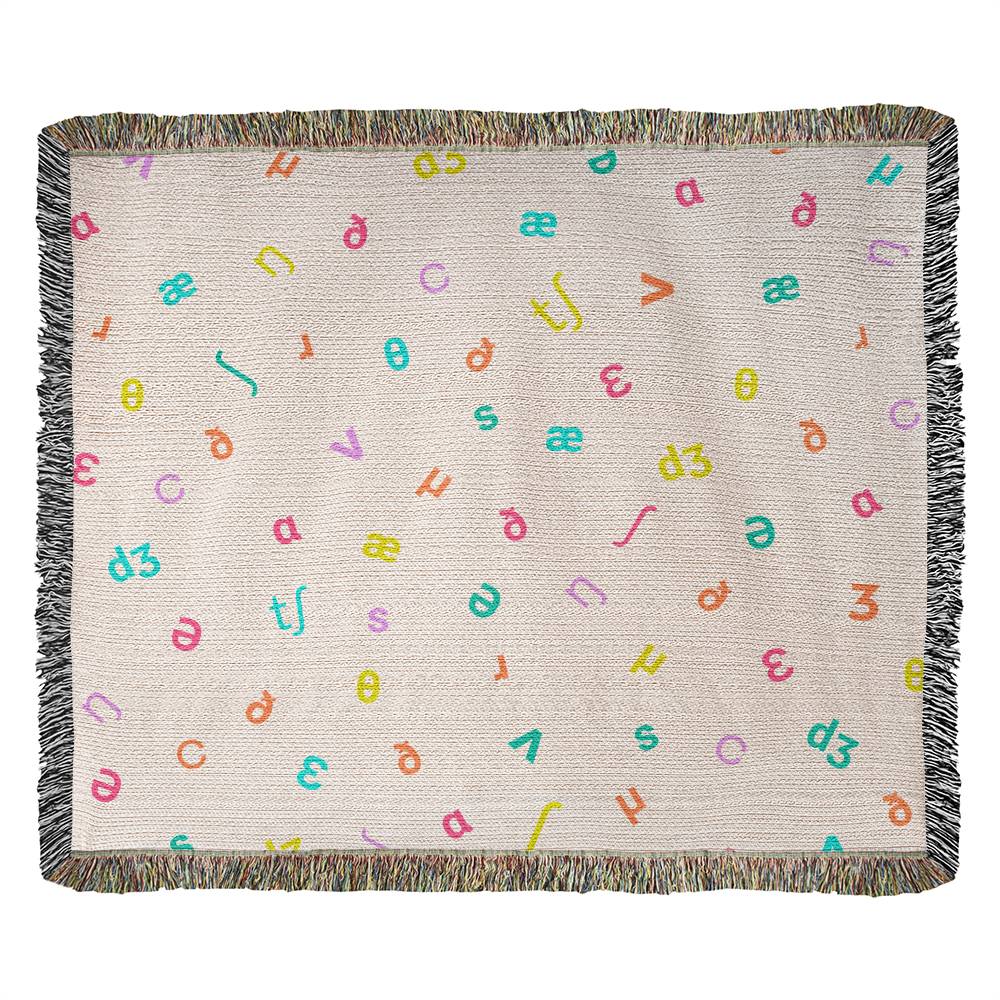 IPA Phonetic Symbol Blanket Graduation Gift for SLP, SLPA - Heirloom Woven Blanket 50 x 60"
