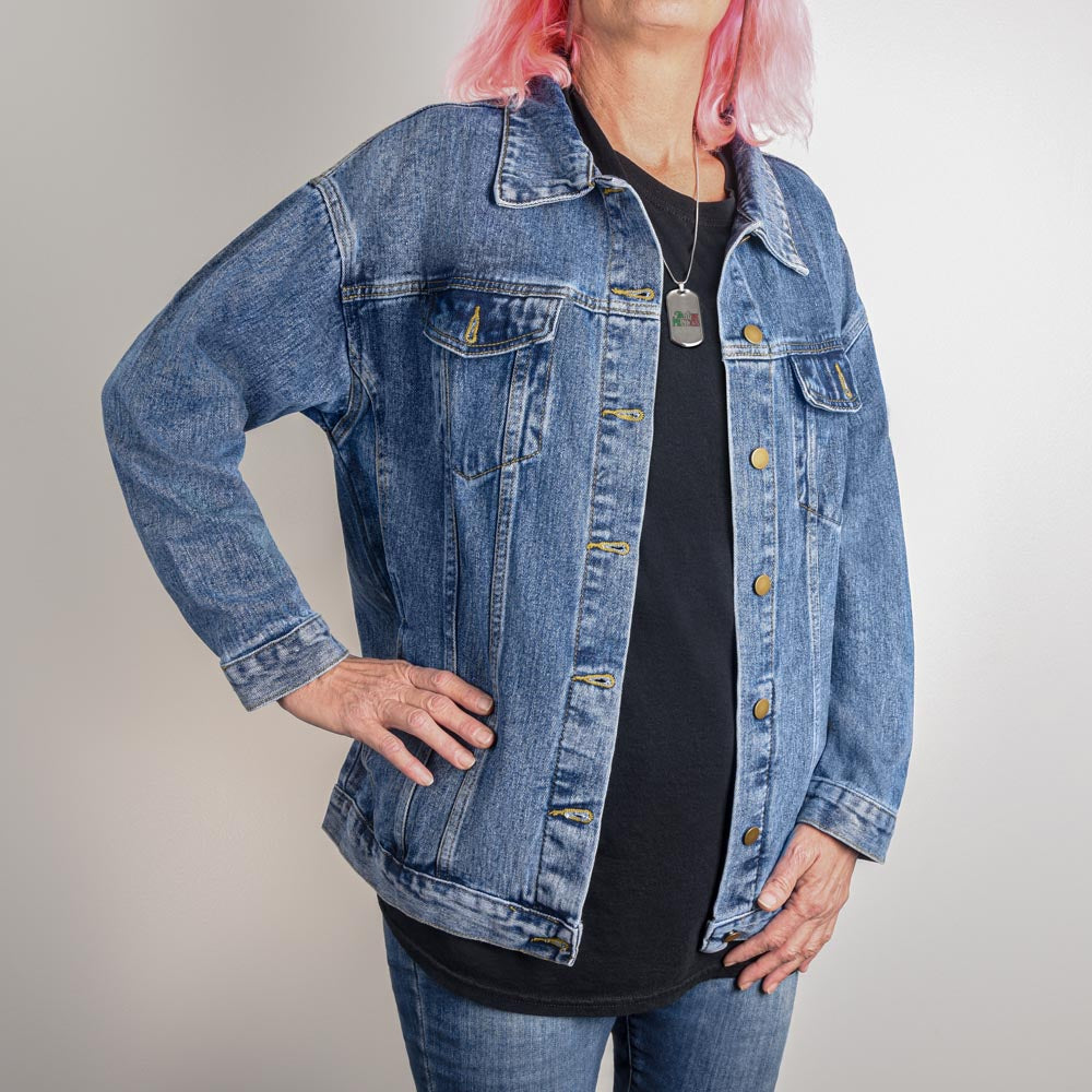 It Is OK to Stutter Candy Heart Jean Jacket
