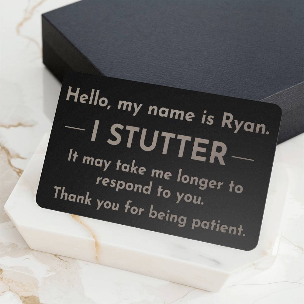 I Stutter Engraved Wallet ID Card, Stuttering Card Disability Rights, Self-advocacy for Person Who Stutters, Wallet Sized Identification Card