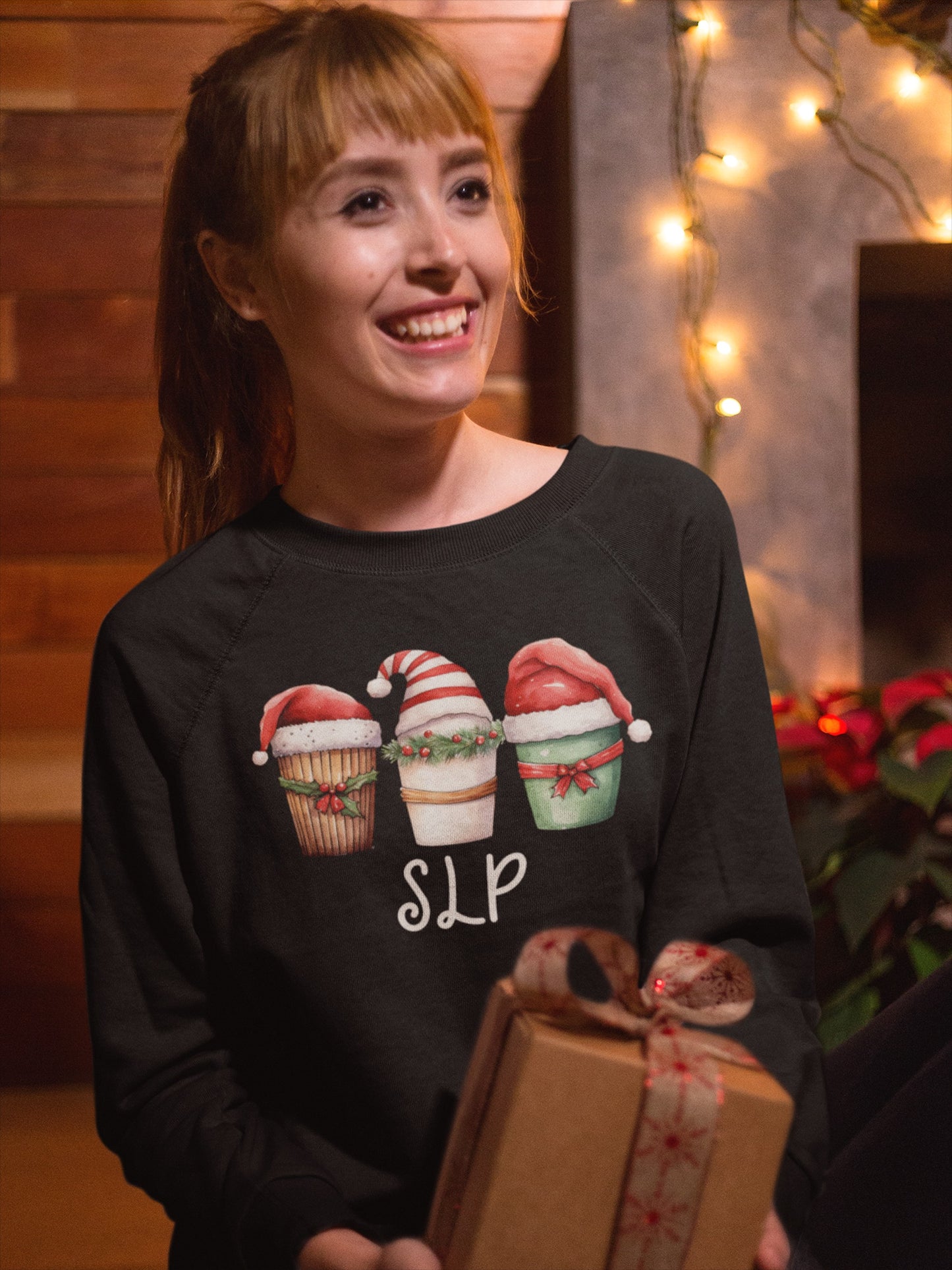 Cute SLP Christmas Coffee Santa Hat Sweatshirt