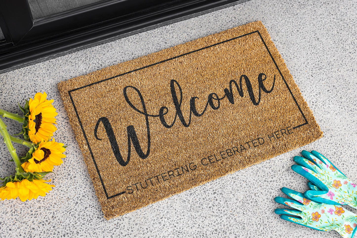 Stuttering Celebrated Here Welcome Door Mat