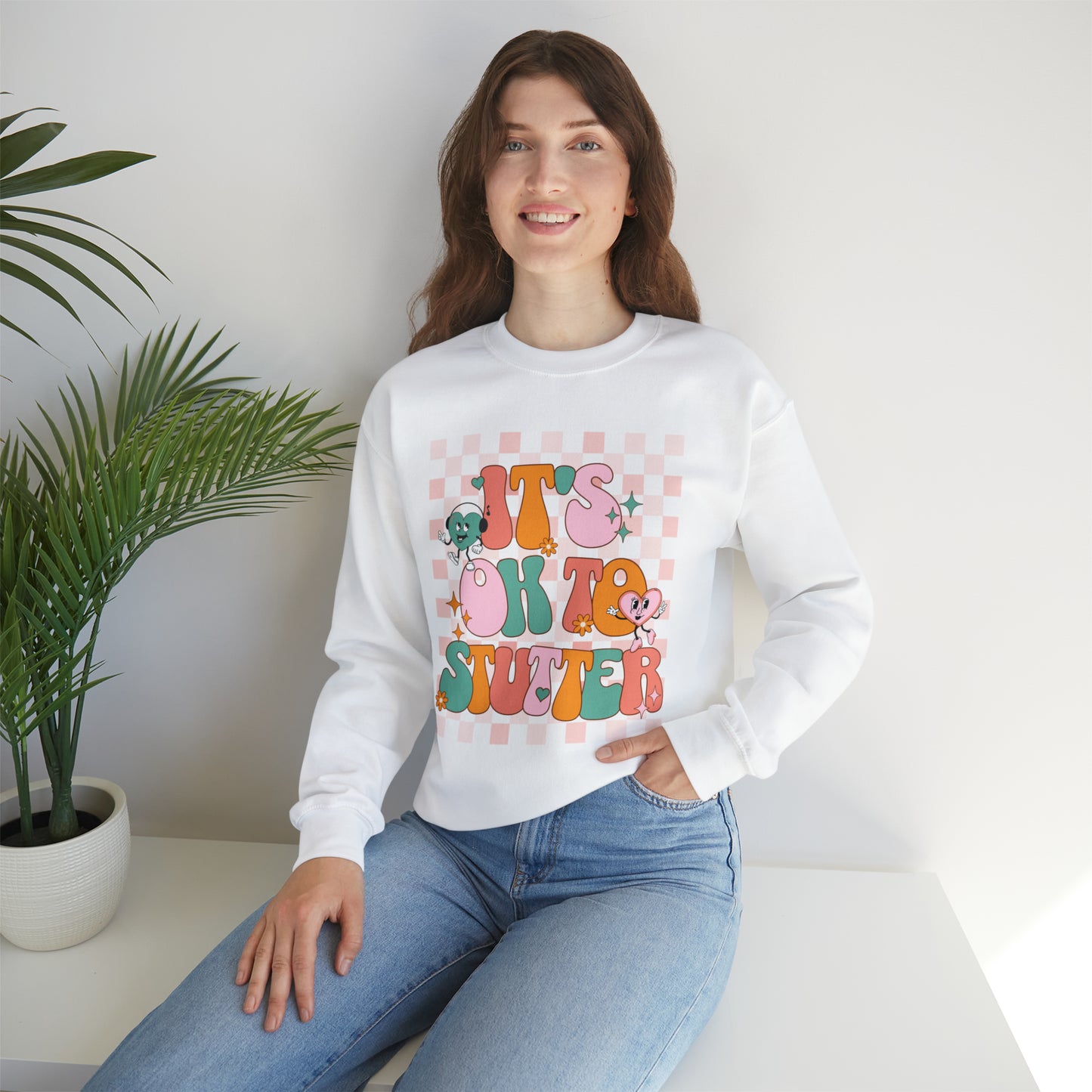 It's OK to Stutter Groovy Bubble Text Sweatshirt