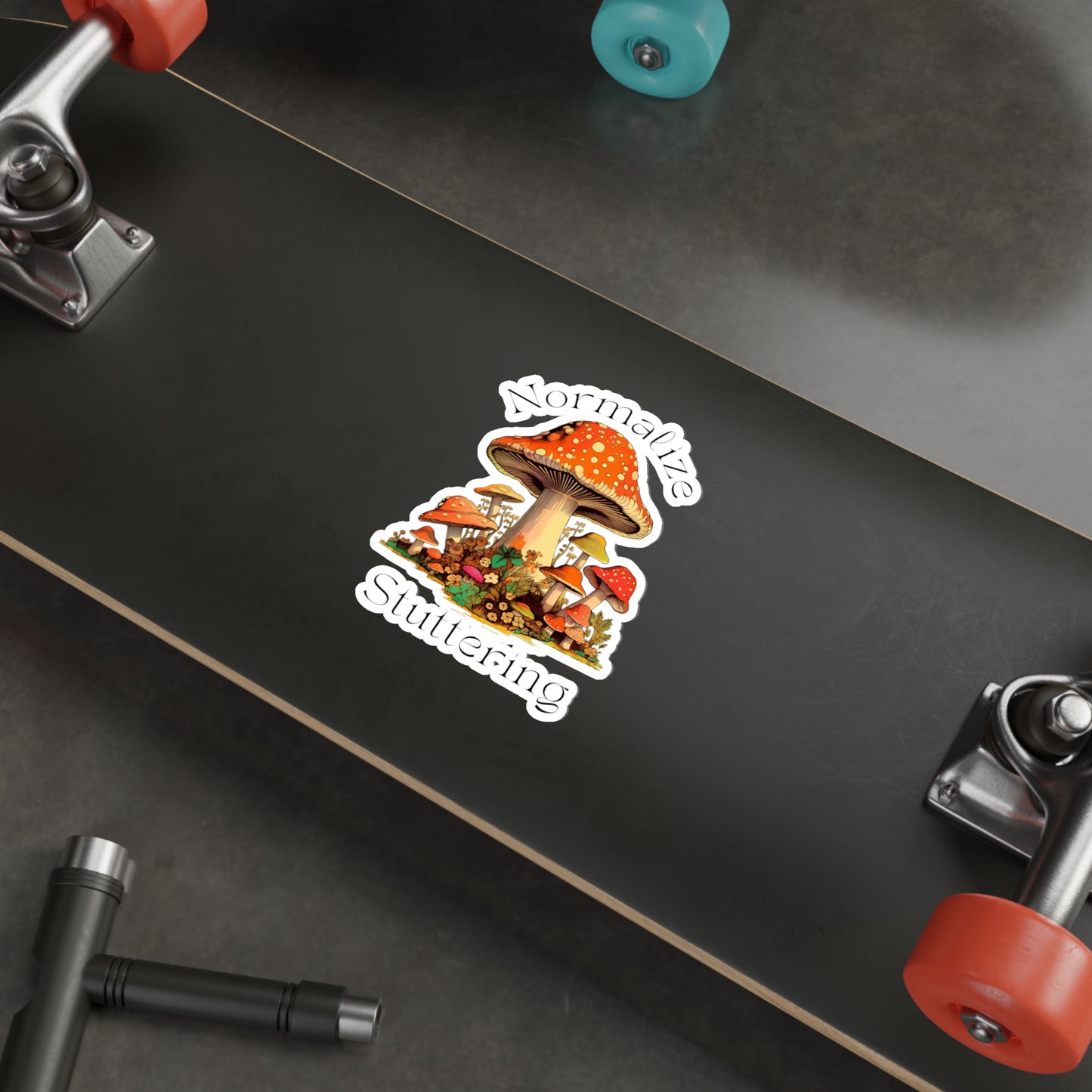 Normalize Stuttering Groovy Mushroom Die-Cut Vinyl Sticker, 4", 5" or 6"