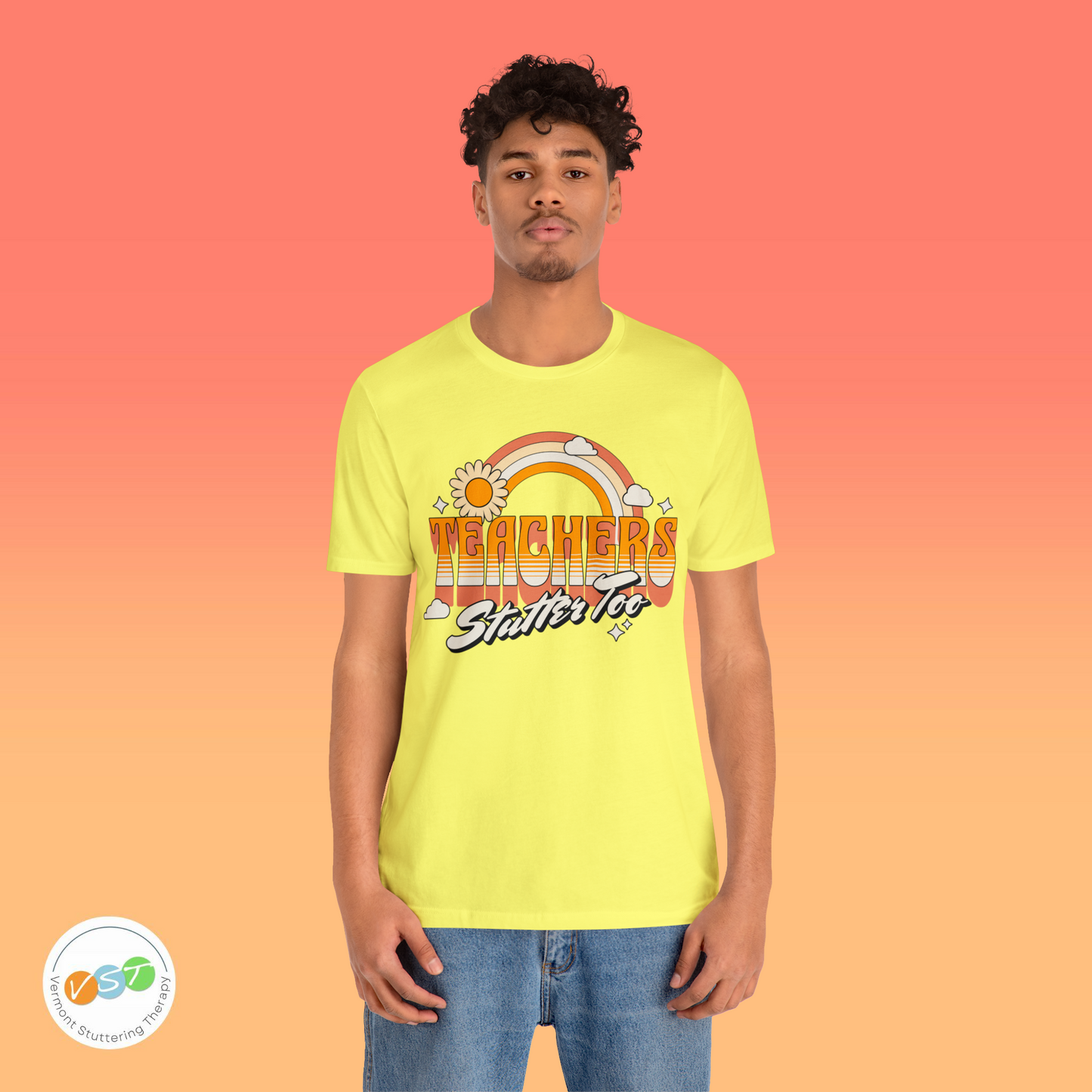 Teachers Stutter Too Retro Rainbow T-shirt