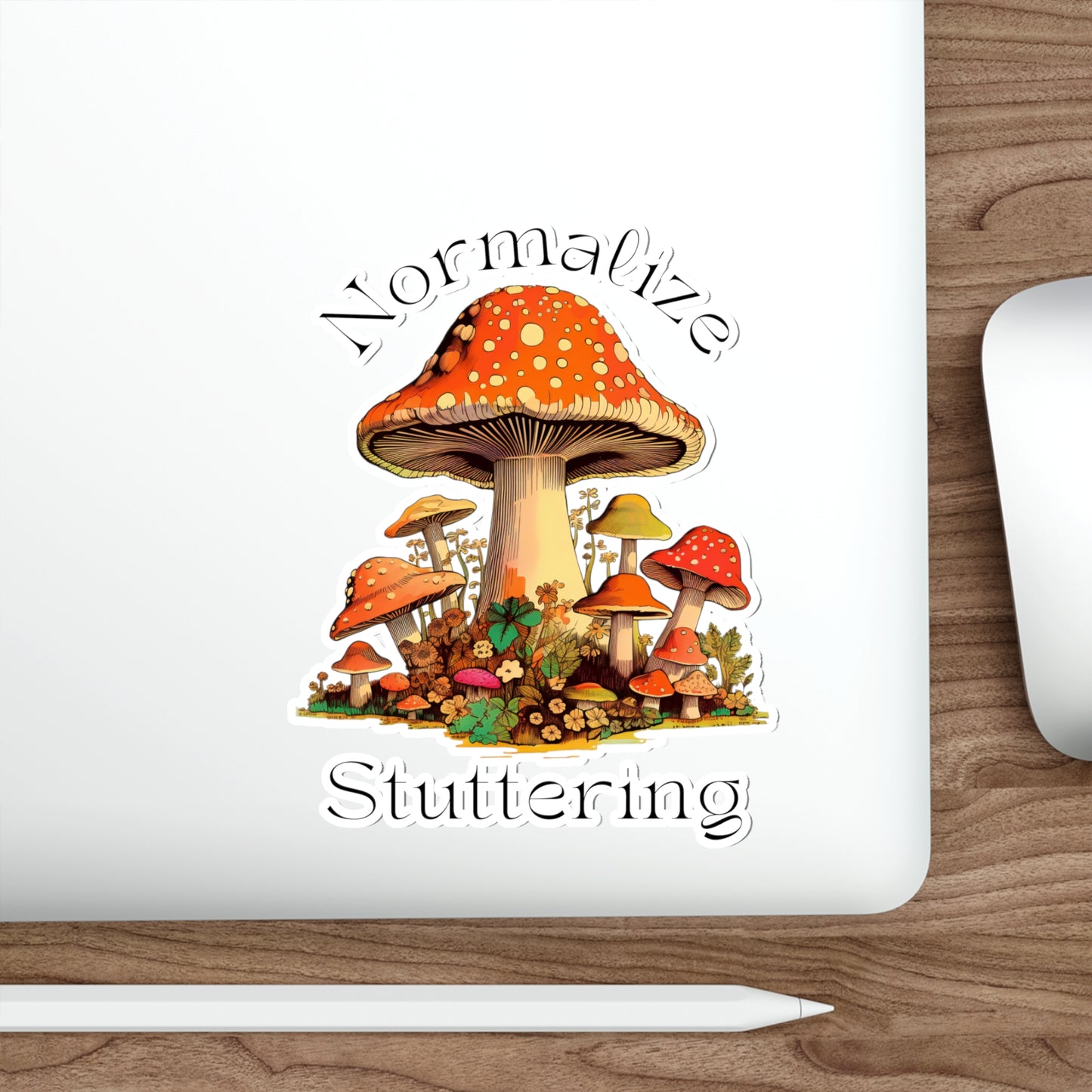 Normalize Stuttering Groovy Mushroom Die-Cut Vinyl Sticker, 4", 5" or 6"