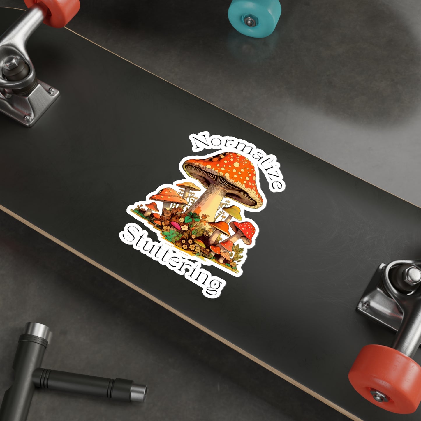 Normalize Stuttering Groovy Mushroom Die-Cut Vinyl Sticker, 4", 5" or 6"