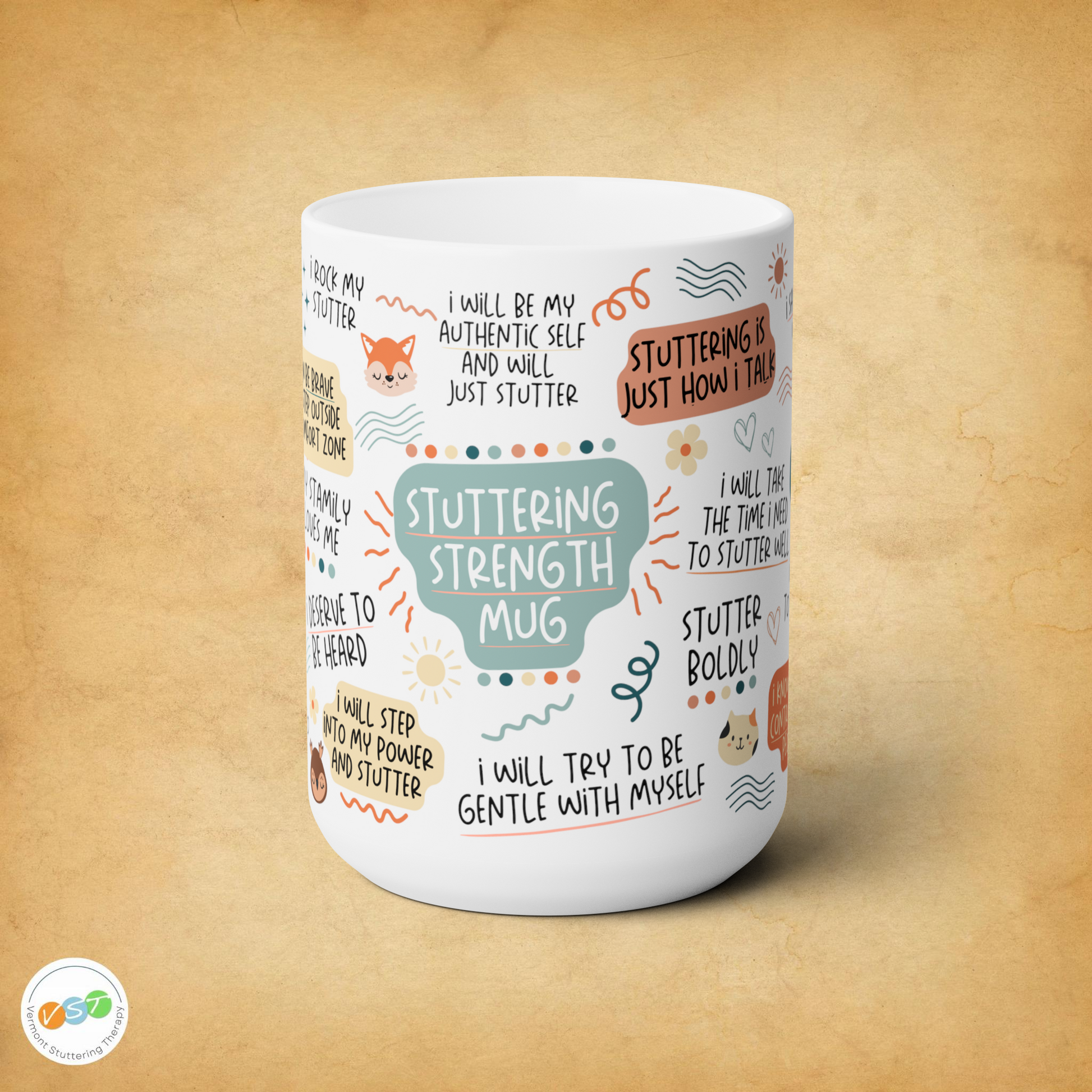 Positive Affirmations Stutter Strong Awareness Mug, White 15oz