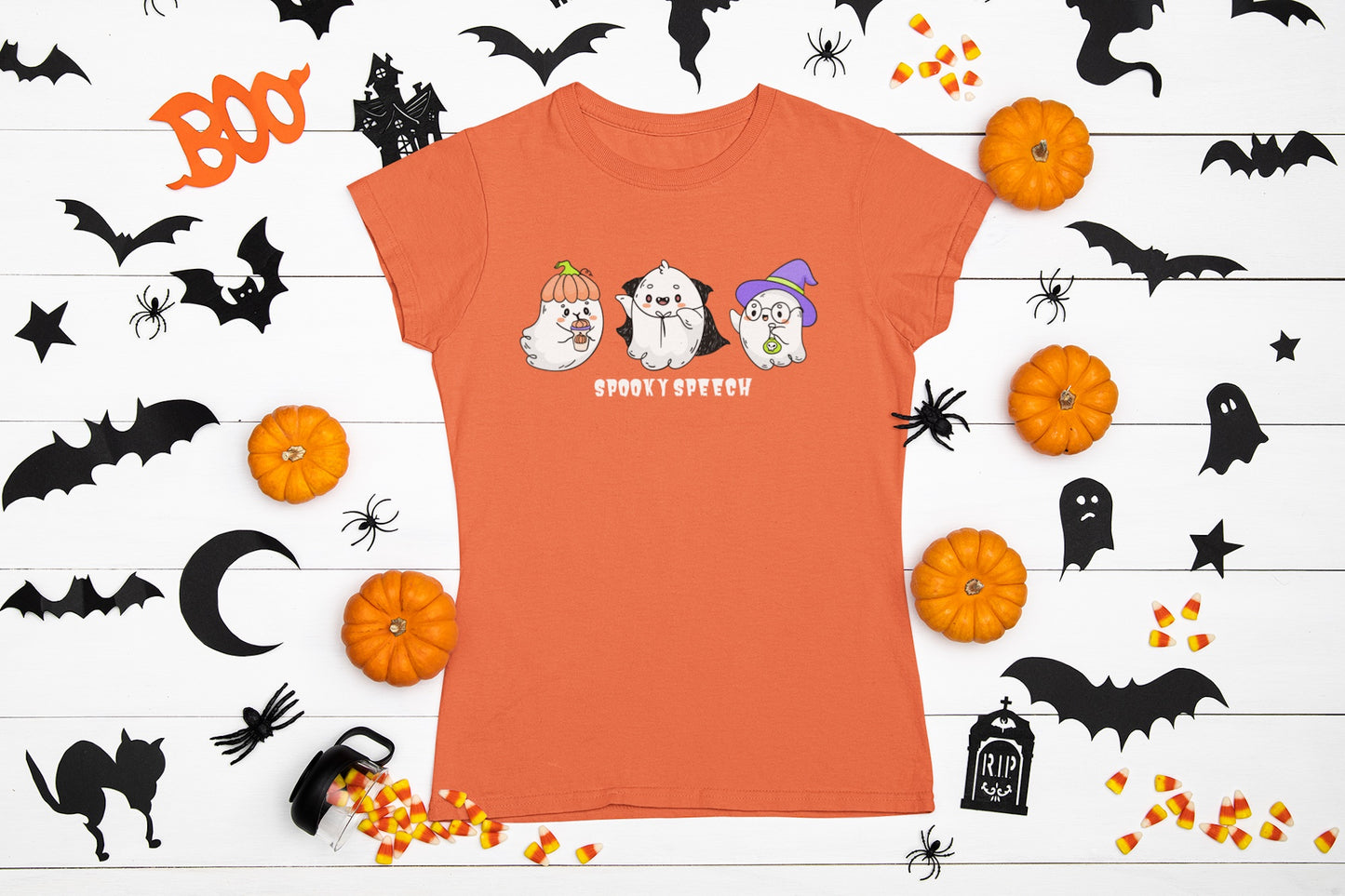 Spooky Speech Cute Ghost Halloween T-shirt for SLP & SLPA