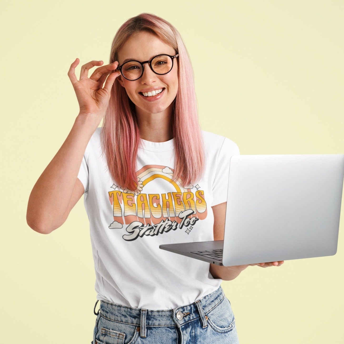 Teachers Stutter Too Retro Rainbow T-shirt