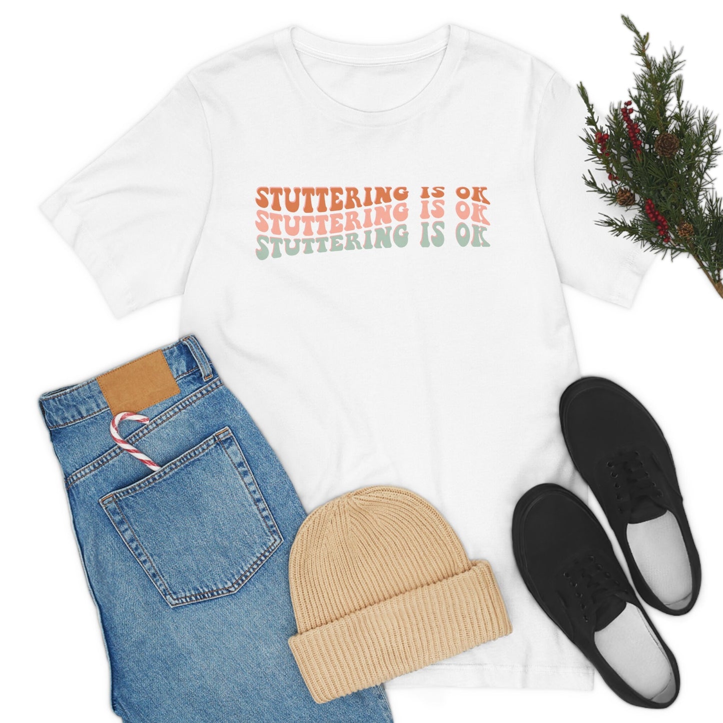 Stuttering Is OK Retro Wave Text T-shirt