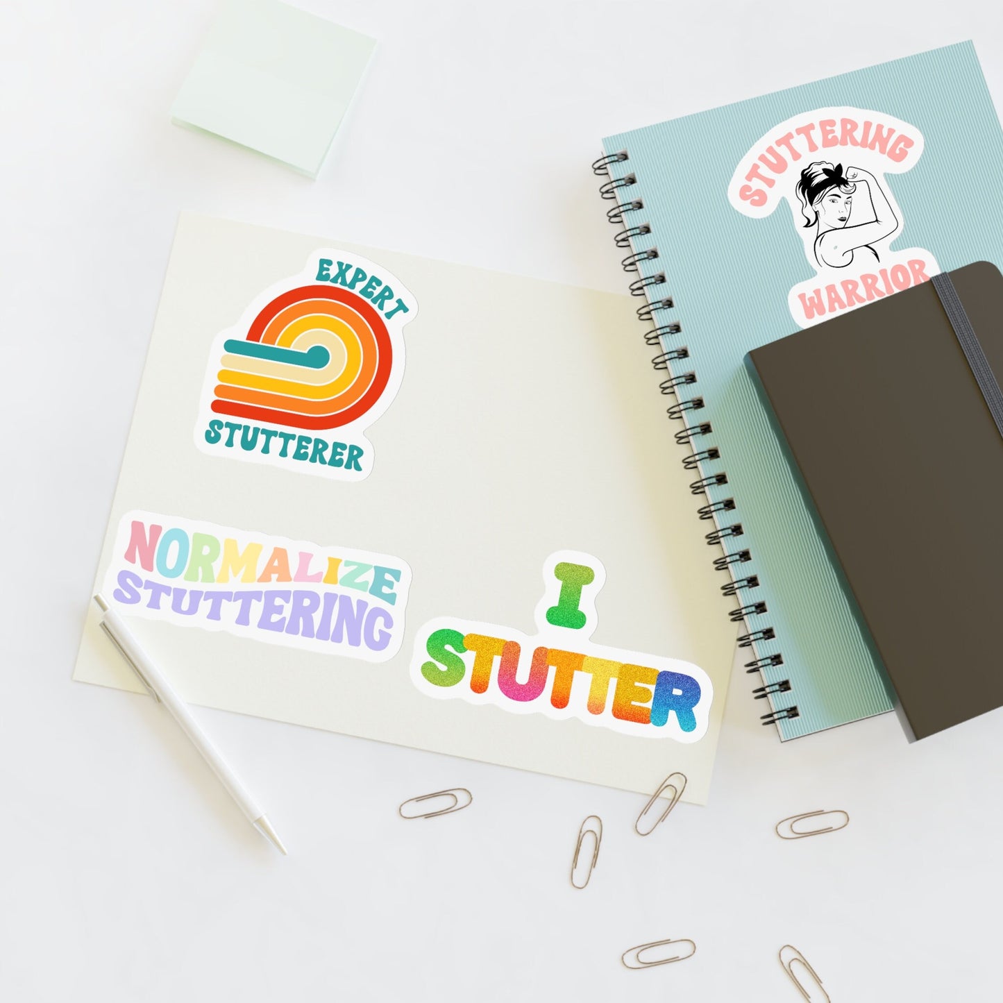 Four Stuttering Stickers Sticker Sheet, 4 x 6" or 8.5 x 11"