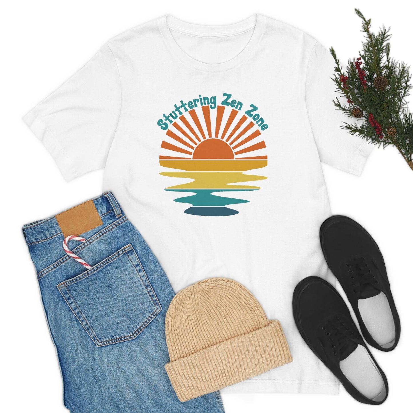Stuttering Zen Zone Retro Sun Unisex T-Shirt