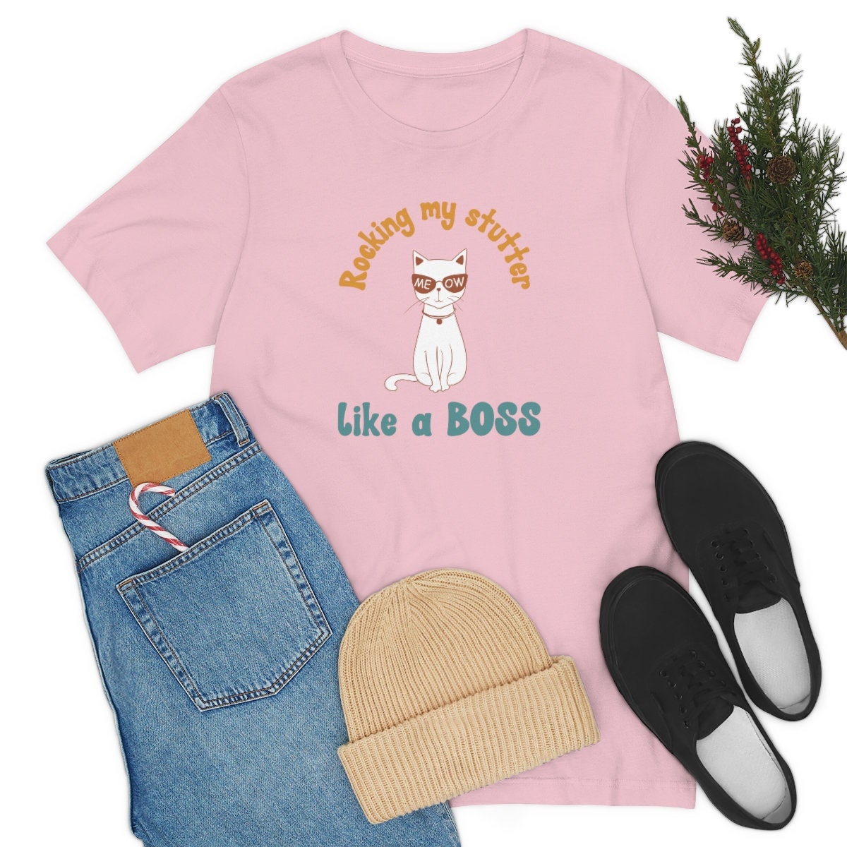 Cat Stutter Like a Boss Unisex T-Shirt