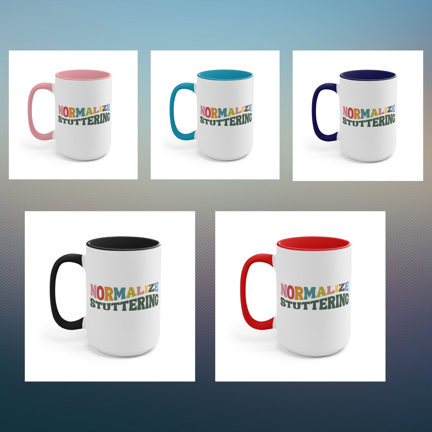 Normalize Stuttering Retro Wave MCM Colors 15oz Two-Tone Mug