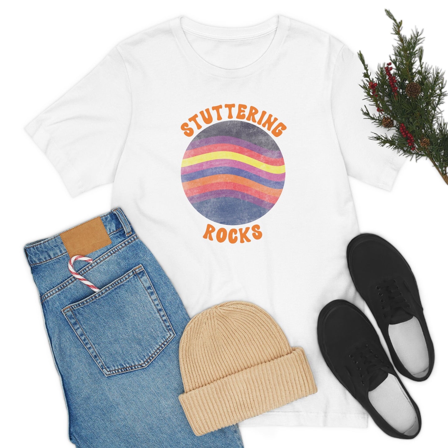 Stuttering Rocks Retro Sun Unisex T-Shirt