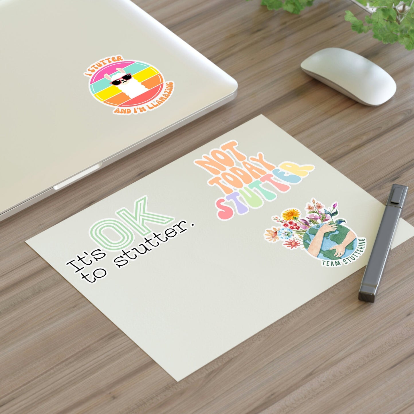 Four Stuttering Stickers Sticker Sheet, 4 x 6" or 8.5 x 11"