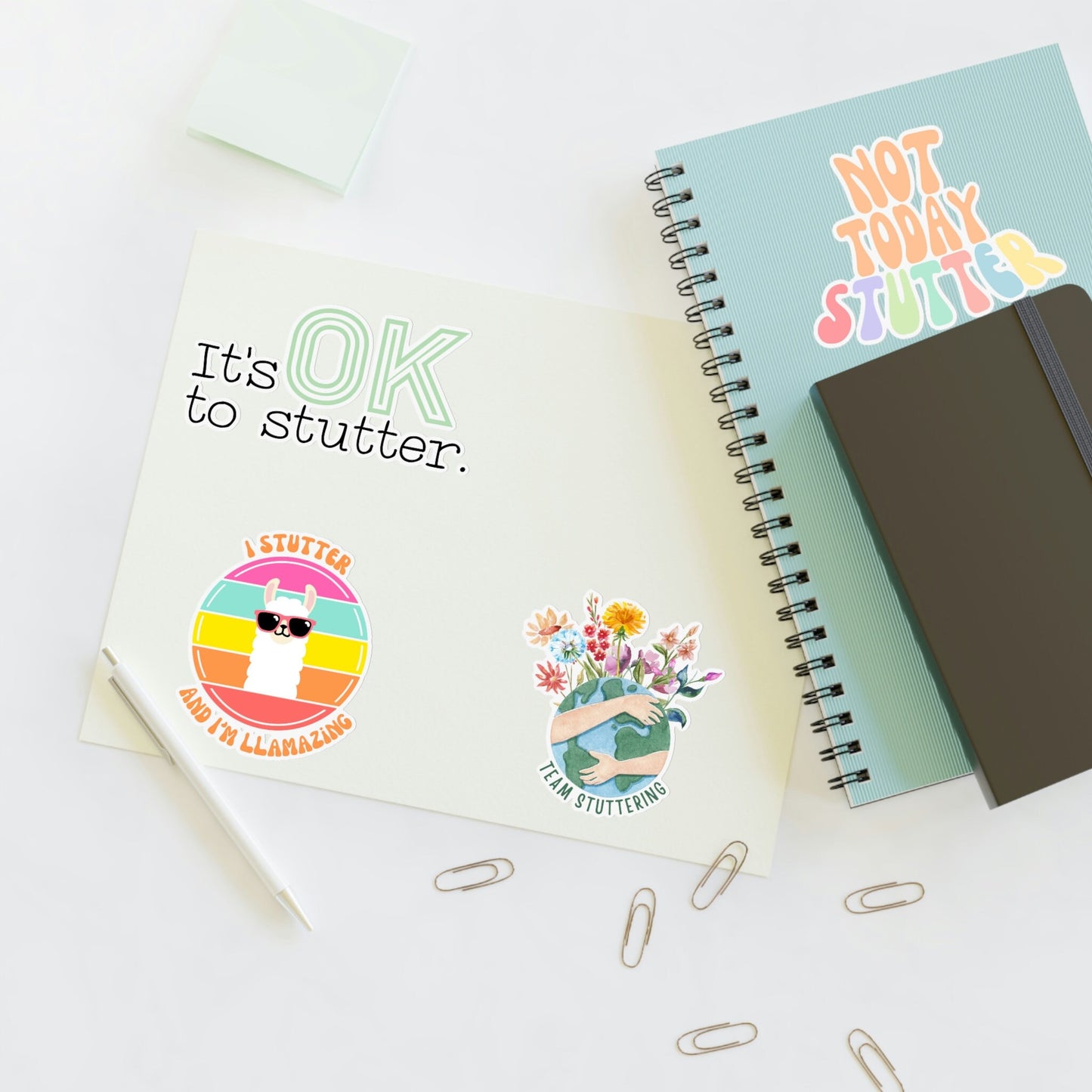 Four Stuttering Stickers Sticker Sheet, 4 x 6" or 8.5 x 11"