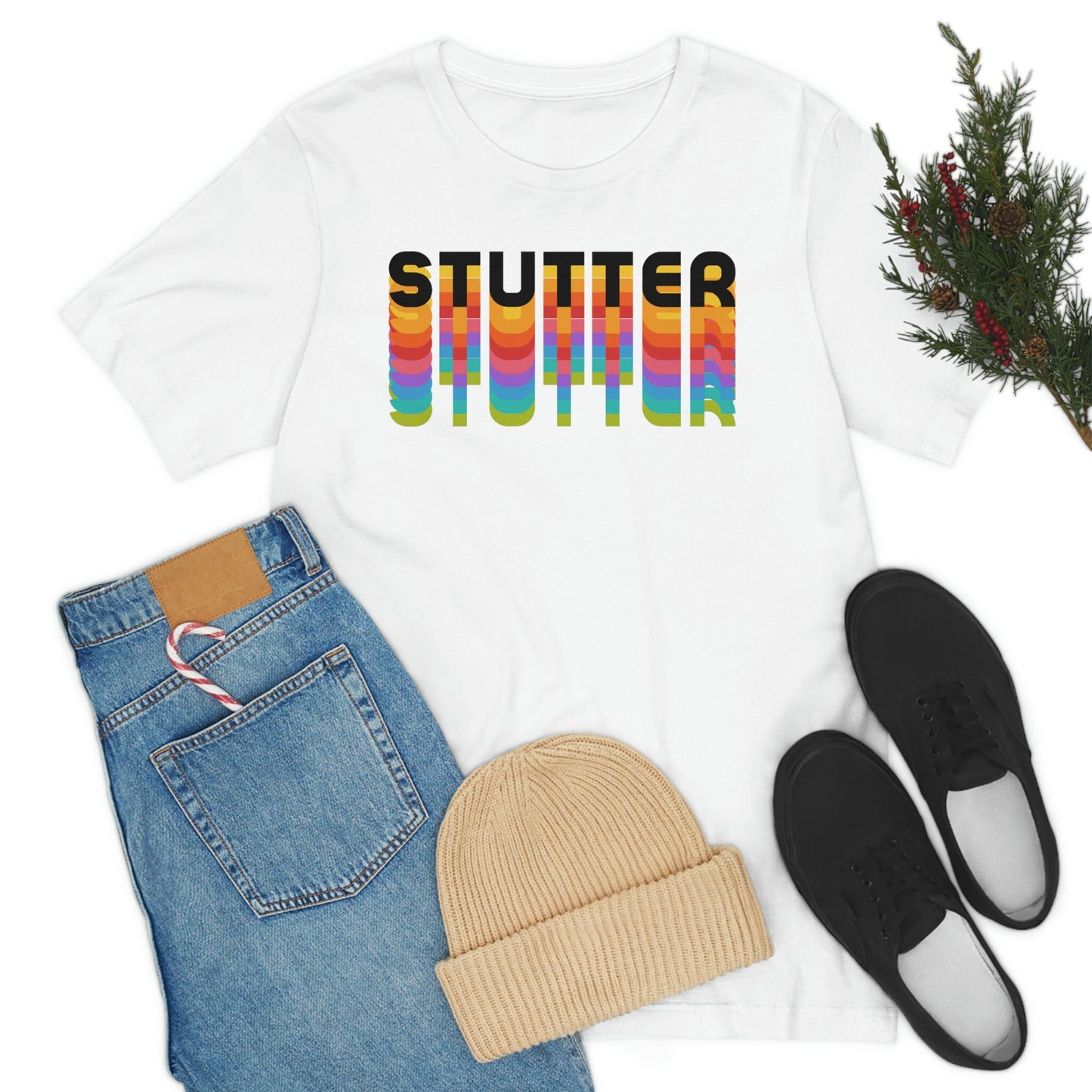 Stutter Rainbow Stagger Text Unisex T-Shirt
