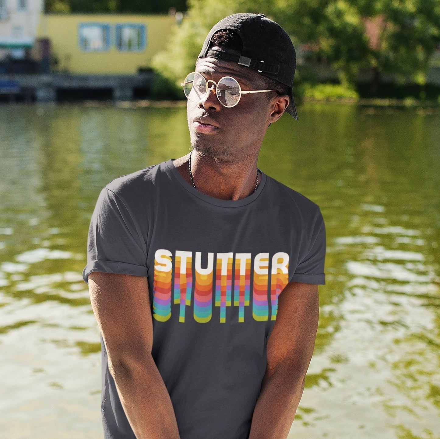 Stutter Rainbow Stagger Text Unisex T-Shirt